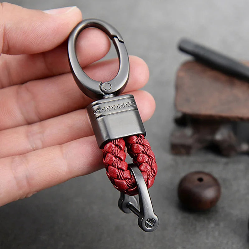 Handgeflochtener Leder Schlüsselanhänger mit Metallclip – Robuster Auto Keyring & Gürtel-Keychain für Damen & Herren