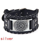 Totem Design Wide Leather Pirate Compass Bracelet Men's Bracelet Celtic Viking Jewelry Compass Bracelet Accessories Party Gifts