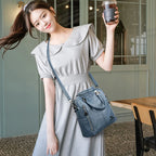 Damen Lederlook Rucksack – Multifunktionaler PU-Rucksack für Schule, Reise & Alltag im Preppy Style