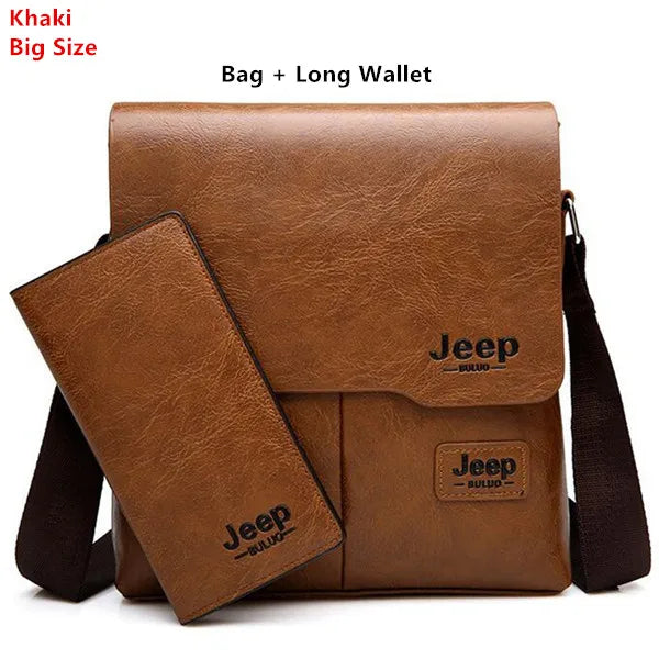JEEP BULUO Herren PU-Leder Messenger Bag 2er-Set – Business & Casual Crossbody Schultertaschen für Männer