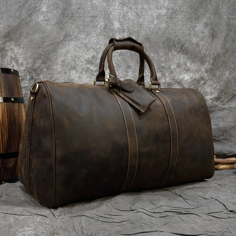 Newsbirds 60 cm Vintage Leder Reisetasche für Herren – Große Weekender Bag aus echtem Rindsleder für 3-Tage-Businessreisen