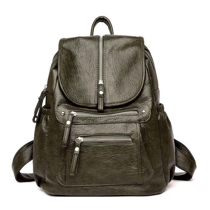 KMFFLY Damen Rucksack aus echtem Schafleder – Vintage Leder-Rucksack für Schule, Reise & Alltag