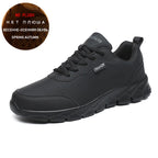 JKPUDUN Herren Laufschuhe – Leder Sneaker, atmungsaktiv, rutschfest, wasserdicht, Verschleißfest für Sport, Walking &amp; Alltag 