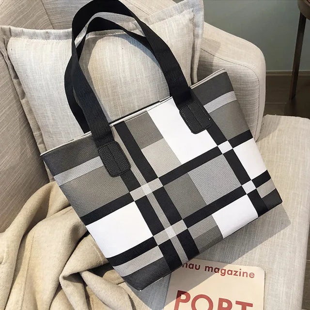 Yogodlns Damen Schultertasche aus PU-Leder – Große Fashion Tote Bag mit Karomuster, luxuriöse Shopping- & Alltagstasche