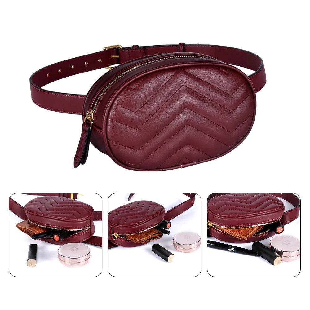 Geestock Damen Bauchtasche – Runde PU-Leder Gürteltasche, Luxuriöse Fanny Pack & Crossbody-Handtasche