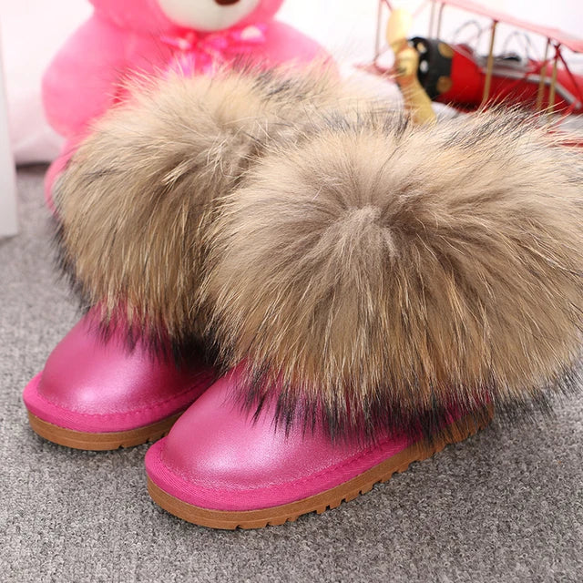 JOYHOPY Damen Schneestiefel aus echtem Leder – Knöchelhohe Winterboots mit warmem Fellfutter &amp; flacher Sohle