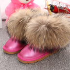 JOYHOPY Damen Schneestiefel aus echtem Leder – Knöchelhohe Winterboots mit warmem Fellfutter &amp; flacher Sohle