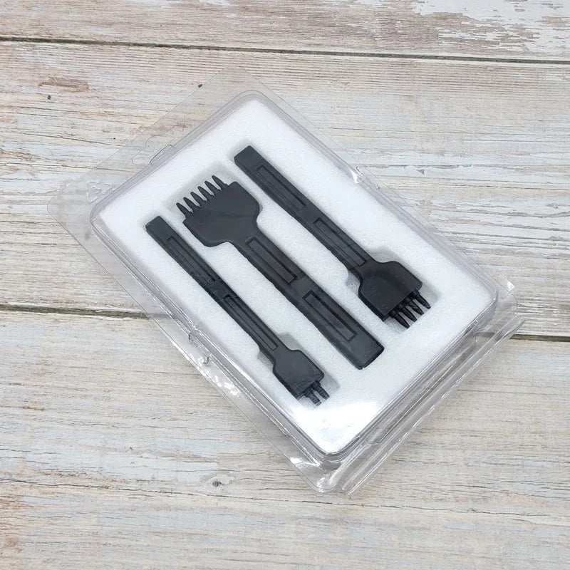 3-teiliges Leder Stichlocheisen Set 4 mm – Diamant &amp; Rund Lochstanzer aus legiertem Stahl für Gürtel, Nähte &amp; Lederhandwerk