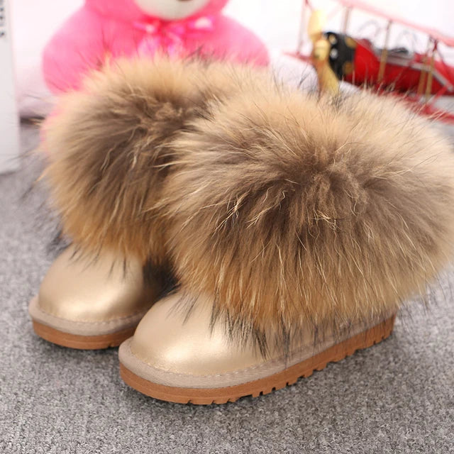 JOYHOPY Damen Schneestiefel aus echtem Leder – Knöchelhohe Winterboots mit warmem Fellfutter & flacher Sohle