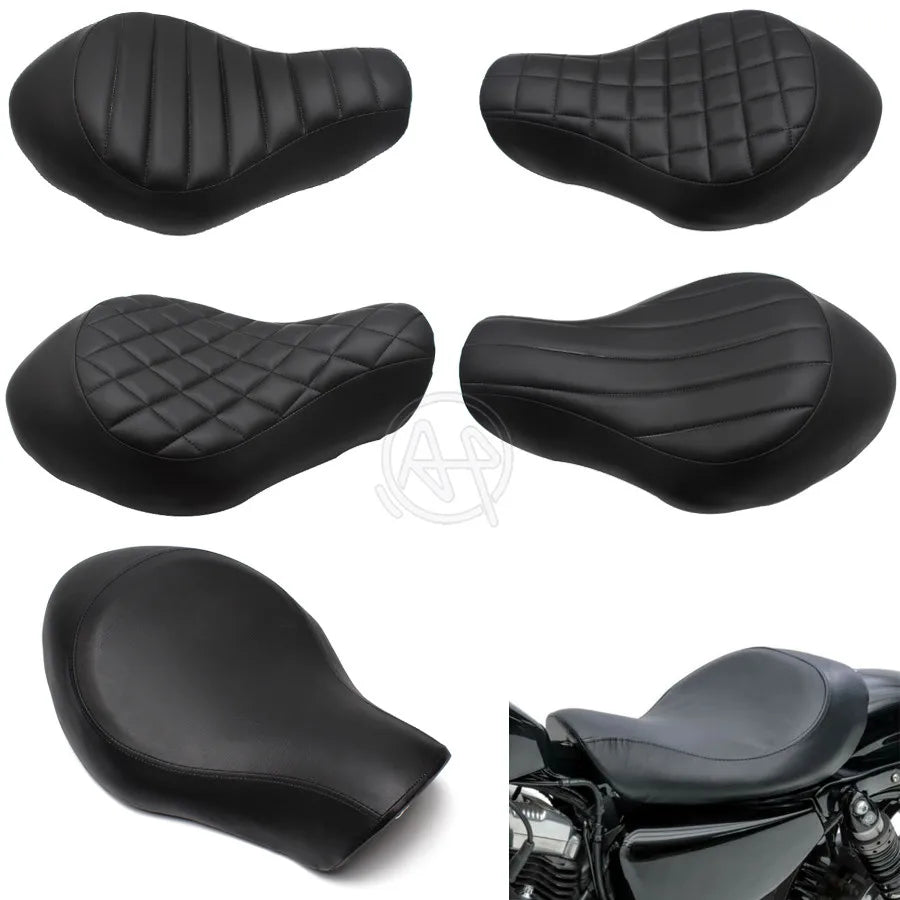 Motorrad PU-Leder Solo Fahrersitz – Schmaler Custom Sitz für Harley-Davidson Sportster 883 / 1200 / Forty Eight, wasserdicht & komfortabel