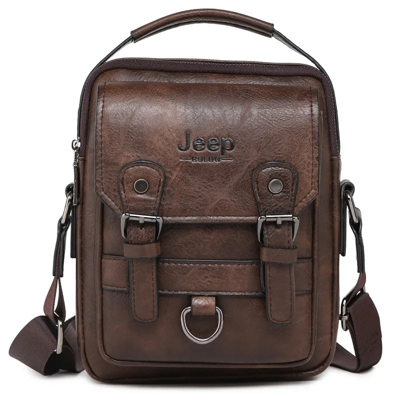 JEEP BULUO Herren Leder Messenger Bag – Multifunktionale Business-Umhängetasche mit Großer Kapazität 