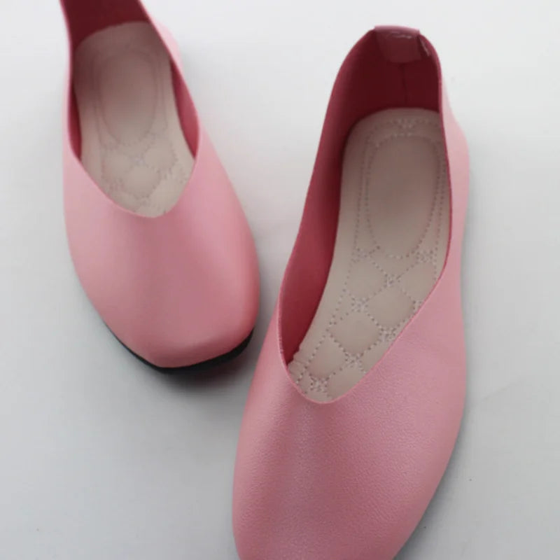 BeckyWalk Damen Flats – Candy Color PU-Leder Ballerinas, spitze Zehen, Slip-On Loafers, Retro Damen-Schuhe, große Größen 35-43