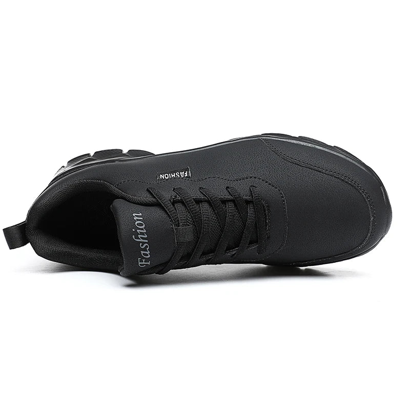 JKPUDUN Herren Laufschuhe – Leder Sneaker, atmungsaktiv, rutschfest, wasserdicht, Verschleißfest für Sport, Walking &amp; Alltag 