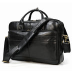 Luufan Herren Leder-Aktentasche - Maletín de cuero Vintage Crazy Horse para portátil de 15,6", bolso bandolera grande para negocios