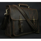 MUNUKI Herren Leder-Aktentasche – Maletín Vintage Crazy Horse para portátiles y negocios de 15,6"