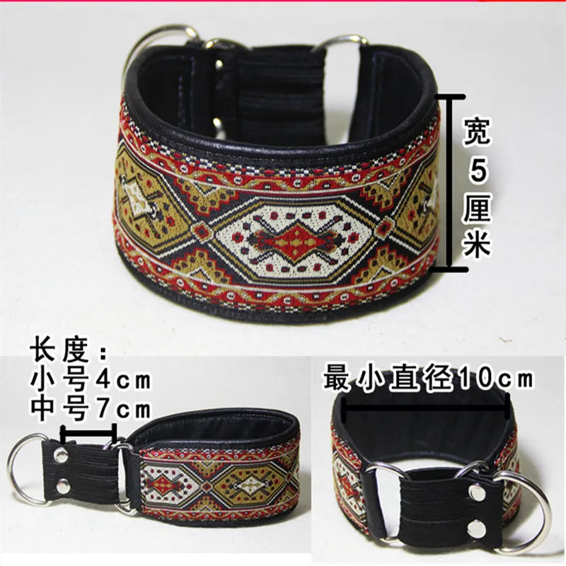 Hunde-Halsband aus Schaffell & Leder – Ethnisches Design für kleine, mittlere & große Hunde (auch Windhunde)