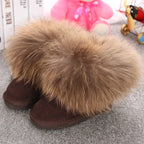 JOYHOPY Damen Schneestiefel aus echtem Leder – Knöchelhohe Winterboots mit warmem Fellfutter &amp; flacher Sohle