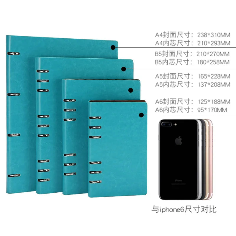 Elegantes Leder-Notizbuch mit Ringbindung – A4/A5/A6/B5 für Büro, Studium & Alltag