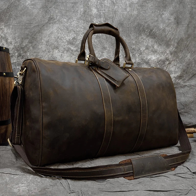 Newsbirds 60 cm Vintage Leder Reisetasche für Herren – Große Weekender Bag aus echtem Rindsleder für 3-Tage-Businessreisen