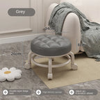 Exquisiter Sattelleder-Hocker mit Rückenlehne & Rollen – Drehbarer Schuhwechsel- & Wohnhocker aus Echtleder im modernen Design