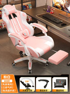 Ergonomischer Bürostuhl aus Leder mit Fußstütze & Rückenlehne – Höhenverstellbarer Drehstuhl mit Armlehnen & Rollen für Homeoffice & Büro