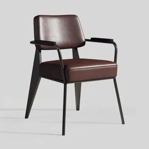 Nordischer Leder-Armchair mit Metallgestell – Vielseitiger Designerstuhl für Esszimmer, Wohnzimmer, Café & Meetingräume