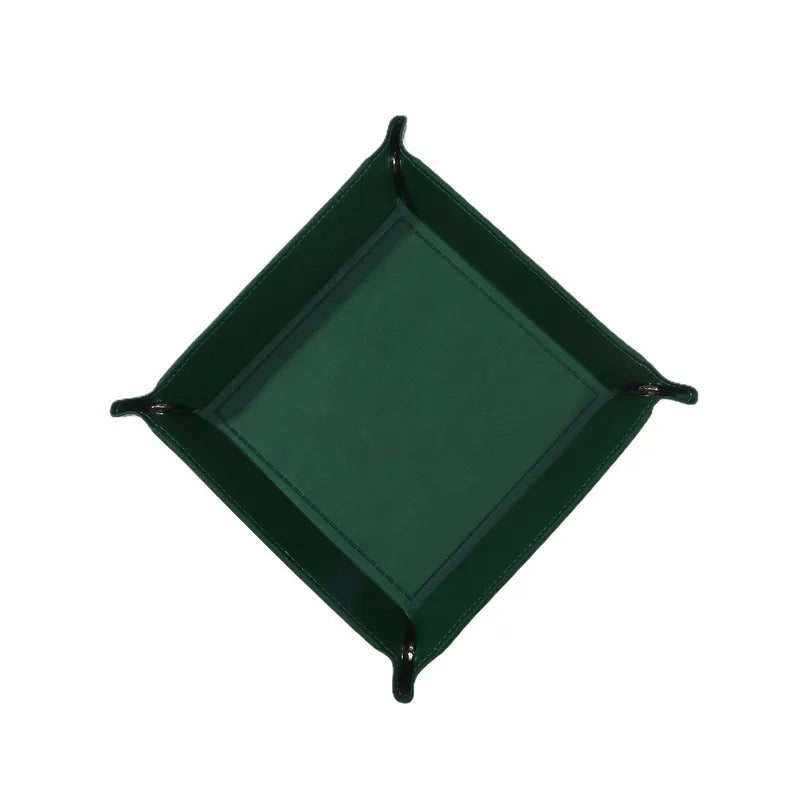 Rechteckige PU Leder Ablageschale mit Samt – Faltbares Storage Tray & Dice Tray für Schlüssel, Geldbörse, Münzen & Spiele