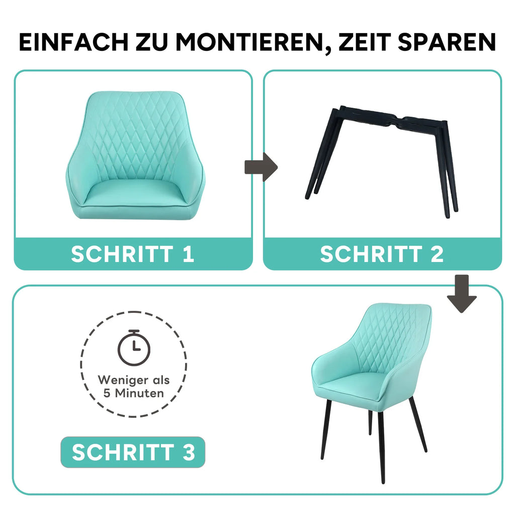 HOMAVO YZ8 2er Set Esszimmerstühle mit Armlehnen – Moderne Polsterstühle aus Stoff &amp; PU-Leder para Esszimmer &amp; Wohnzimmer