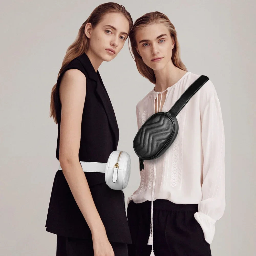 Damen PU-Leder Bauchtasche – Designer Fanny Pack & Chest Bag, Modische Gürteltasche mit Handyfach