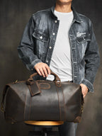 ZRCX Crazy Horse Bolsas de cuero para hombres – Große Vintage Travel Duffel aus echtem Rindsleder mit Reiß- &amp; Bügelverschluss 