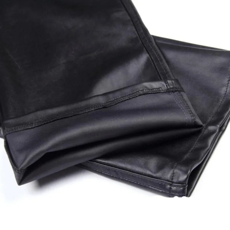 Herren PU Lederhose Locker &amp; Stretch – Wasserdichte, leichte Kunstlederhose in Schwarz, gerade Passform, Plus Size Sommerhose 