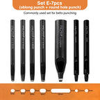 WUTA Basic Series Langloch Lederstanzer Set (3–7 tlg.) – Ovale Lochpfeifen aus Carbonstahl für Gürtel, Uhrenarmbänder & Lederarbeiten