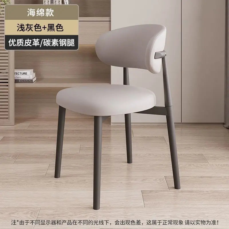 Italienischer Polster-Esszimmerstuhl aus Leder – Moderner Küchenstuhl mit Rückenlehne, High-Density Schaum & stabilem Eisenrahmen im nordischen Design