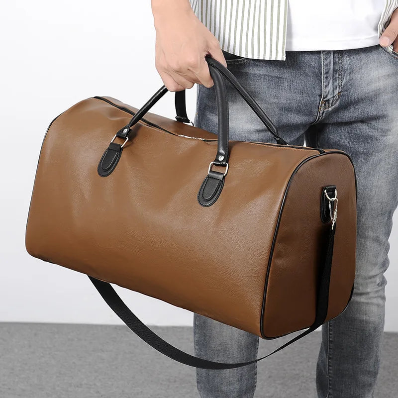 OLN Herren PU-Leder Gym Bag – Sportliche Duffle- & Reisetasche für Fitness, Business, Wochenende und Reisen