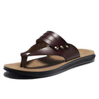 Shinefullstr Herren PU Leder Flip-Flops 2025 – Sommerliche Casual Slippers, Outdoor Slippers, Rutschfest, Bequeme Chanclas Hombre