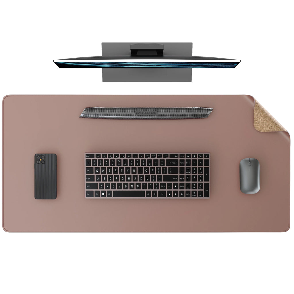 YSAGi Doppelseitige Leder Schreibtischunterlage – Große Desk Mat aus Leder &amp; Kork in Schwarz, Rutschfeste Schreibtischauflage &amp; Mauspad für Büro &amp; Zuhause