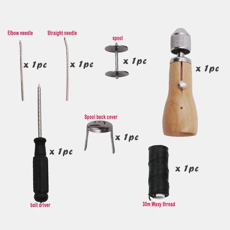 Leder Nähahle Set – Handnähmaschine mit Speedy Lock Stitcher, Nadeln & Garn für DIY Lederarbeiten, Canvas & Reparaturen
