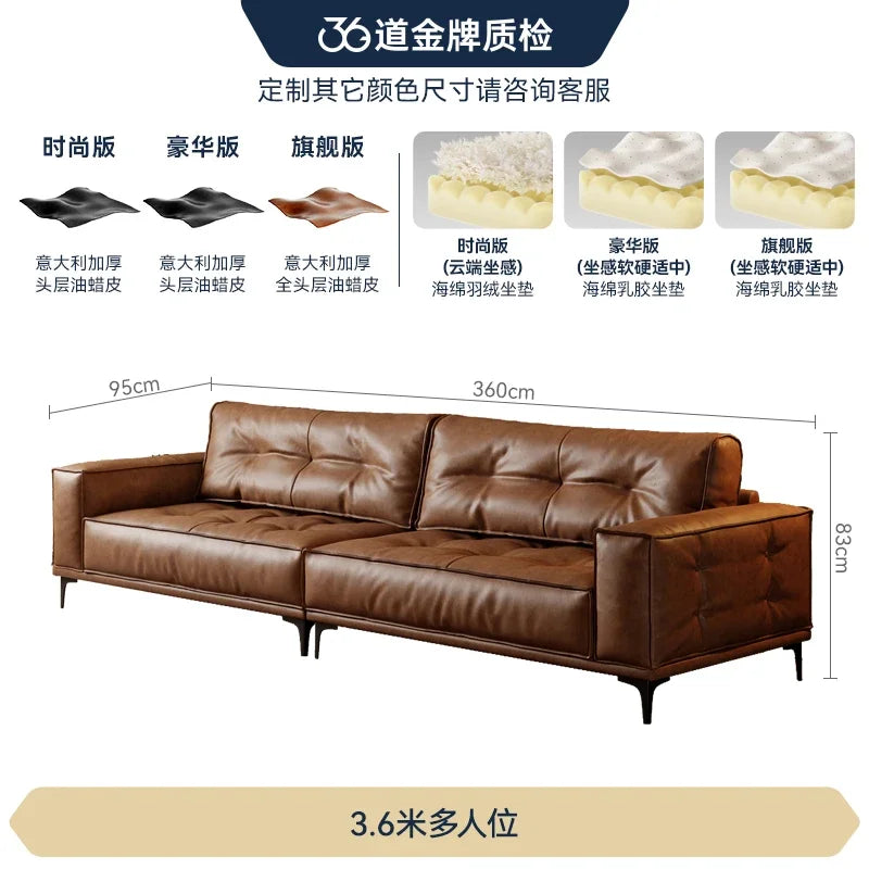 Designer Luxus Ledersofa in Braun – Oversize L-Form Wohnlandschaft für stilvolle Wohnzimmer & exklusive Villen