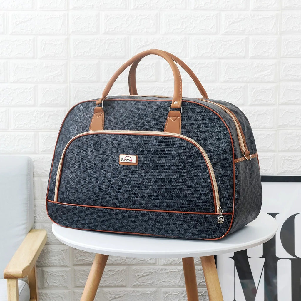 Sac fourre-tout de voyage pour femme en cuir PU – Grand sac de sport étanche avec une grande capacité, pochette de week-end et de bagage moderne 