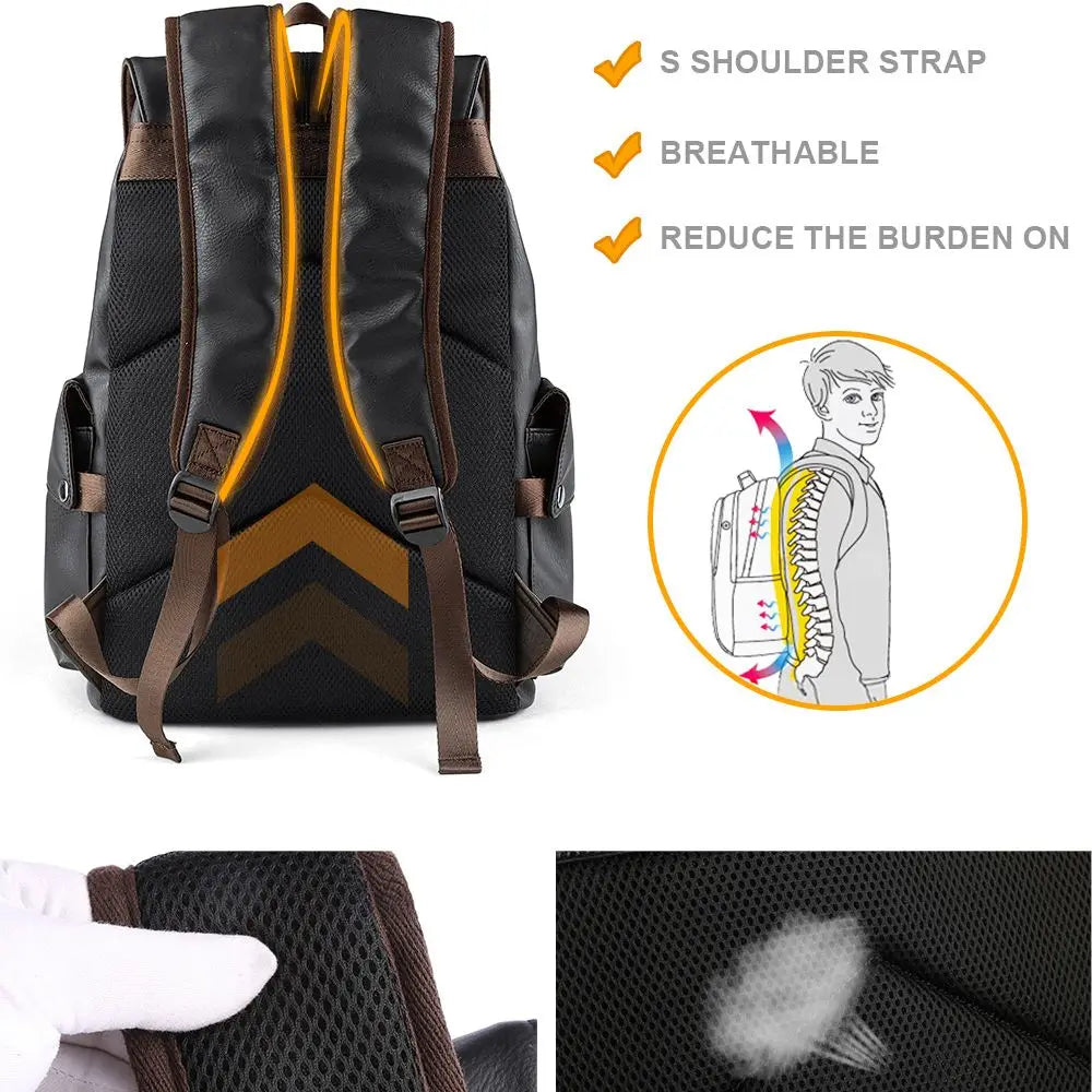 TANGHAO Herren Leder Rucksack – Vintage 15,6 Zoll Laptop Daypack, Wasserdicht & Langlebig für Reisen, Schule und Alltag