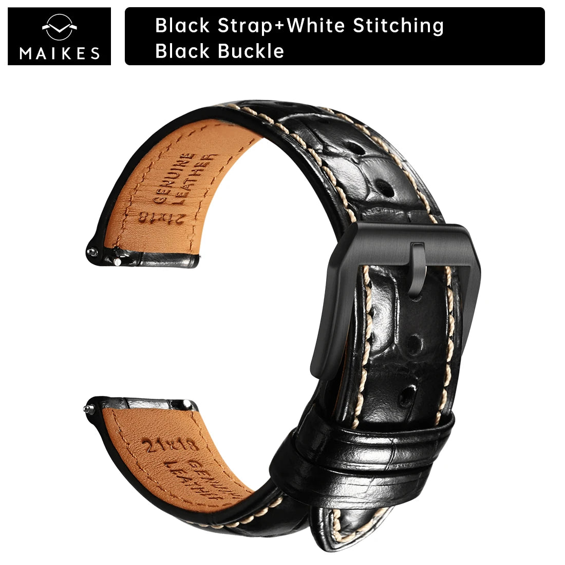 MAIKES Luxus Leder Uhrenarmband mit Quick Release – 20 mm / 21 mm / 22 mm Premium Armband mit Butterfly-Schließe für elegante Armbanduhren