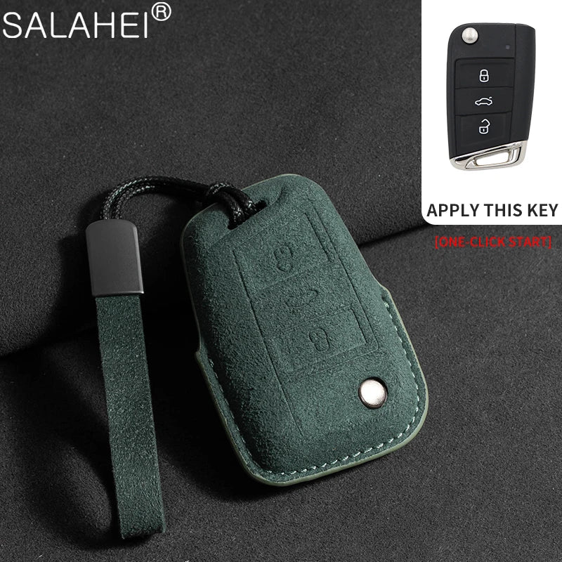 Wildleder Autoschlüssel Hülle für VW, Skoda & SEAT – Premium Key Case Cover für Passat B8, Tiguan MK2, Golf 8, Octavia A7/A8 & Leon MK4