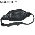 MOONBIFFY 2024 Echtleder Bauchtasche – Wasserdichte Fanny Pack & Chest Bag, Sportliche Hip Bag mit Reißverschluss und Anti-Diebstahl-Funktion