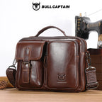 BULLCAPTAIN Bolso bandolera de cuero para hombre – Maletín de negocios y mensajero vintage con fach para computadora portátil