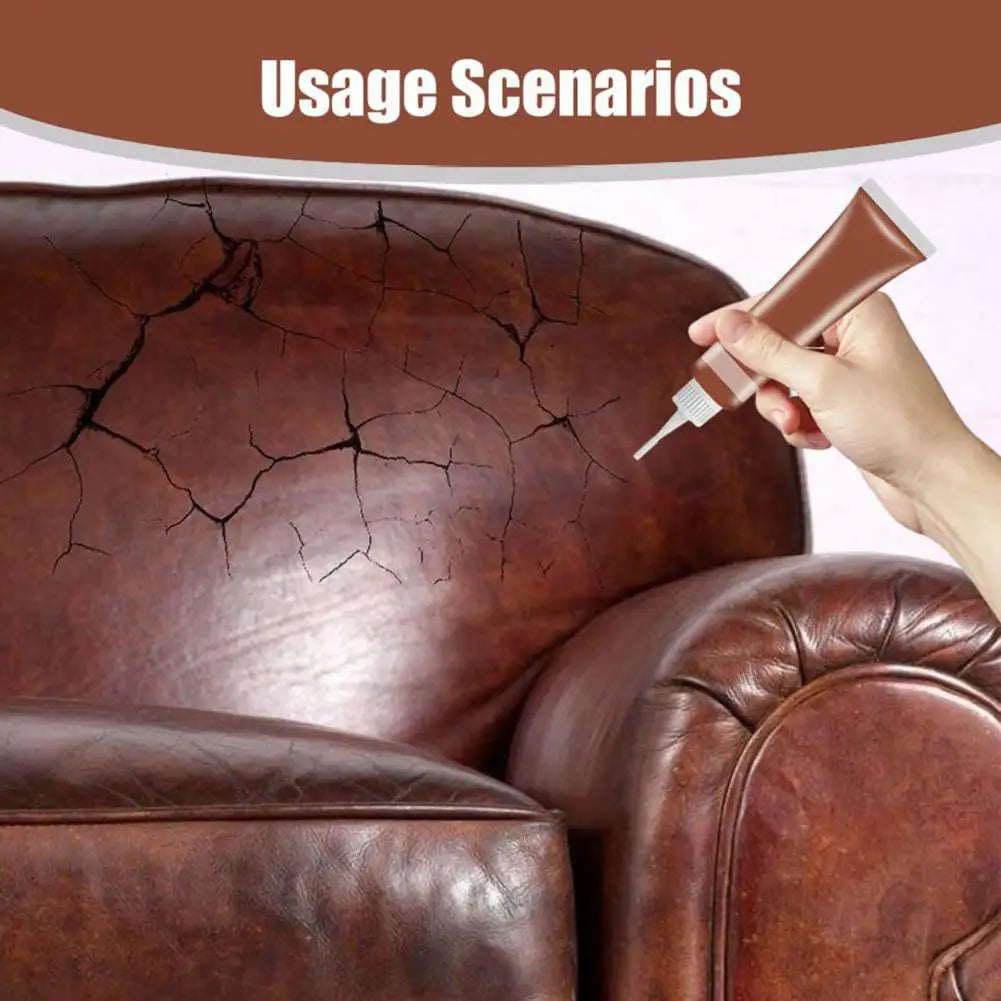 20 ml Kunstleder Reparatur Set – Färbe- & Reparaturcreme mit Pinsel & Spachtel für Autositze, Sofas & Möbel