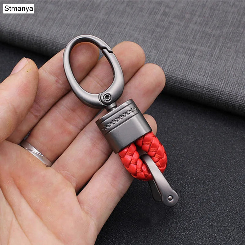 Handgeflochtener Leder Schlüsselanhänger mit Metallclip – Robuster Auto Keyring & Gürtel-Keychain für Damen & Herren
