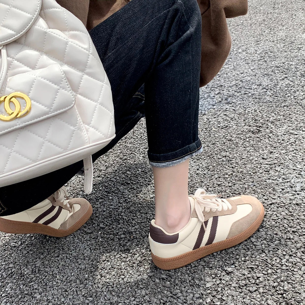 Damen Leder Sneaker im British Style – Retro Vulcanized Shoes aus echtem Rindsleder für Alltag & Freizeit