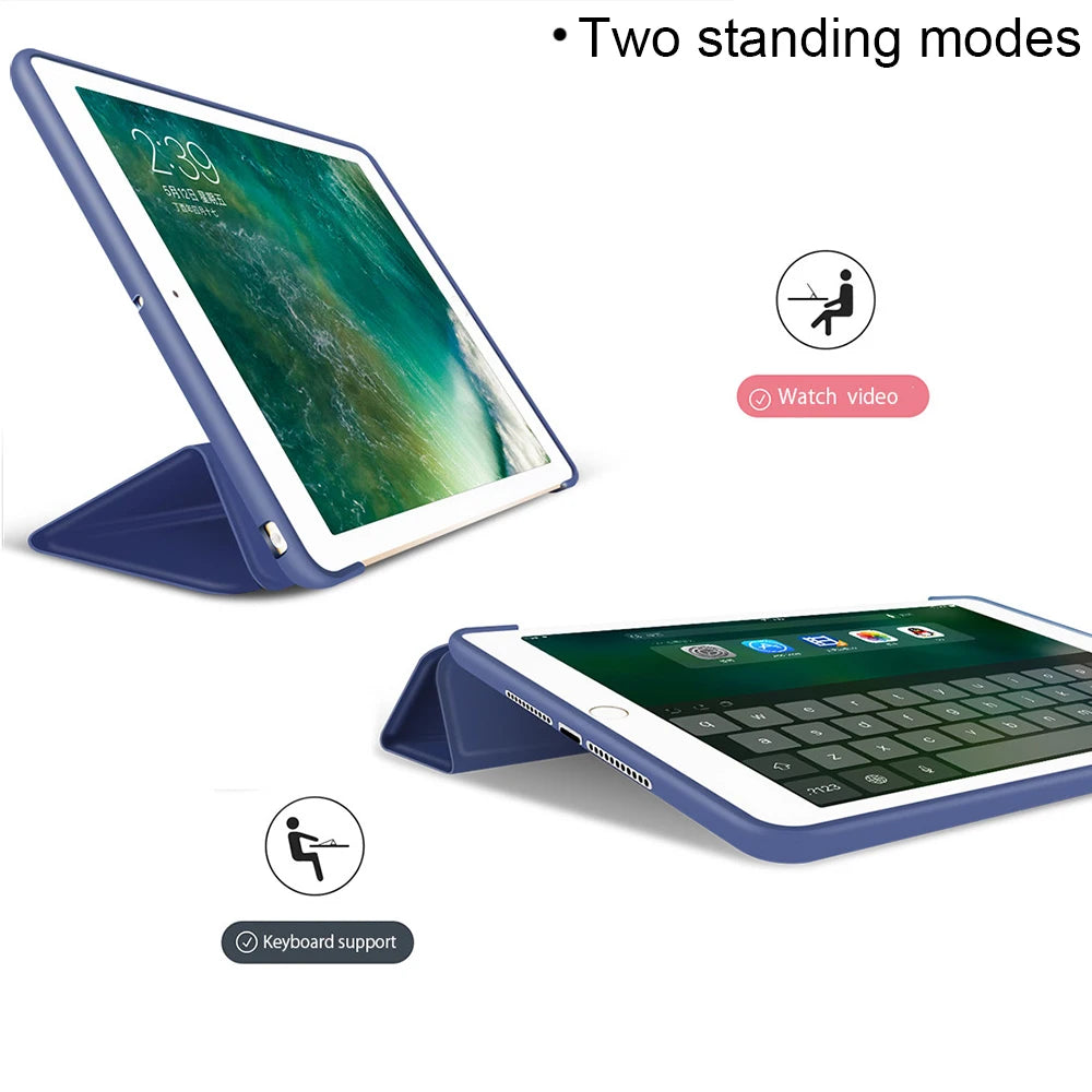 Smart Wake Lederhülle für iPad 9.7 Zoll (2017, 5. Generation) – Tri-Fold Flip Cover mit Standfunktion für A1822 & A1823