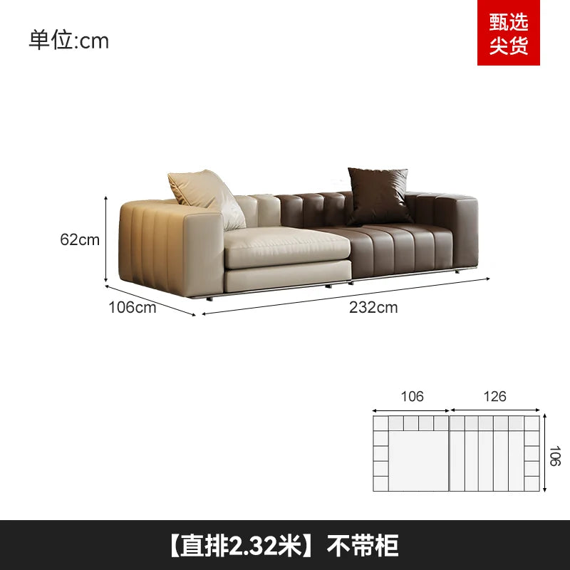 Luxus Lounge Sofa aus Echtleder im nordischen Stil – Kompaktes Designer-Ecksofa mit High-Rebound-Polsterung für modernes Wohnen