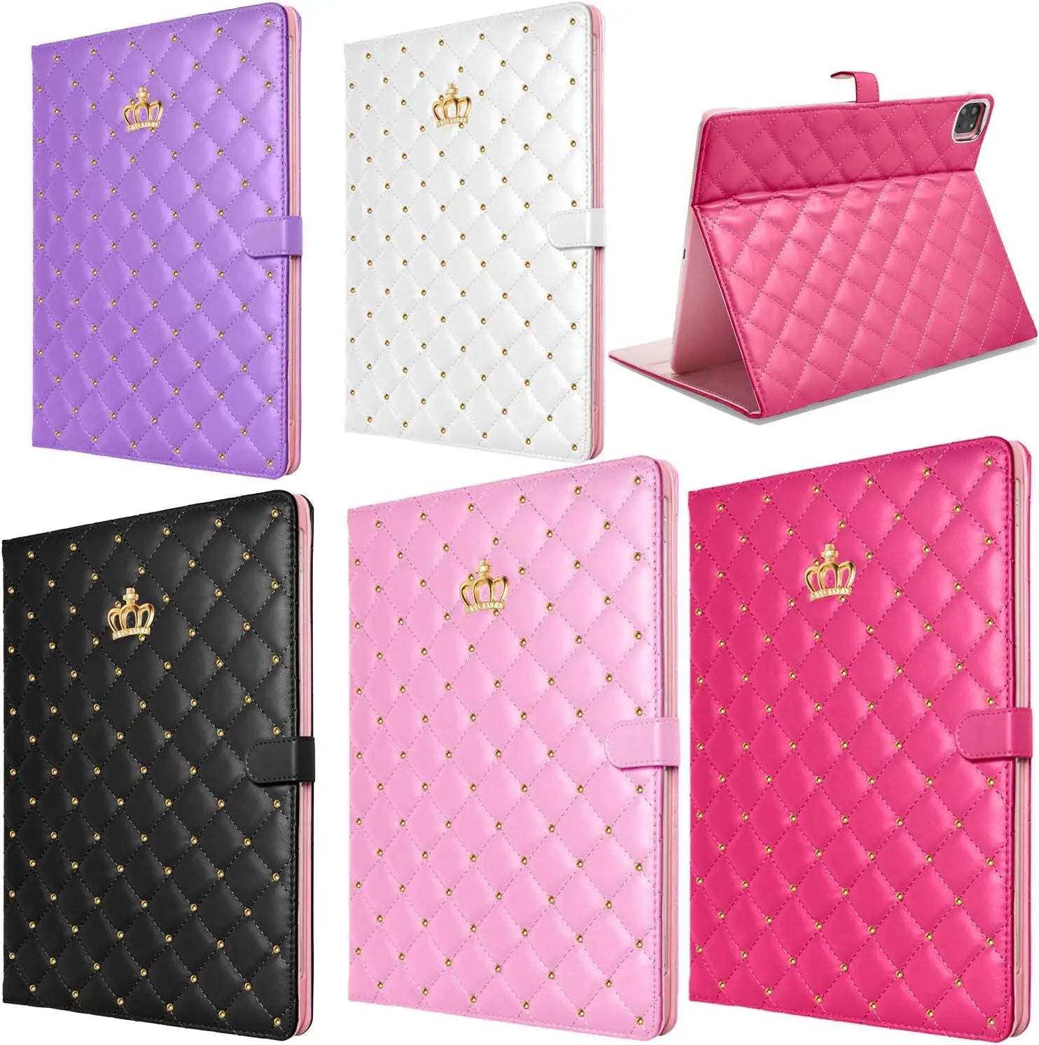 Luxury Crown PU Leder Case für iPad 9.7, 10.2 & 10.9 Zoll – Elegante Tablet Schutzhülle mit Bling Krone, Standfunktion & Wake-Sleep